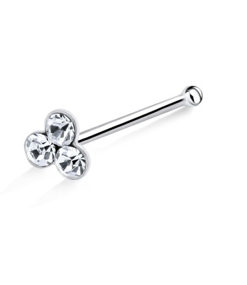 Flower with Stone Silver Bone Nose Stud NSKD-28s